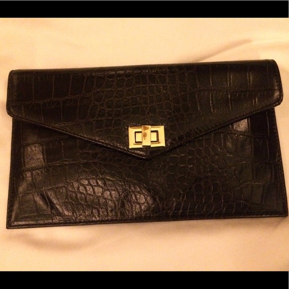 Talbots Handbags - Talbots Slim faux crocodile clutch